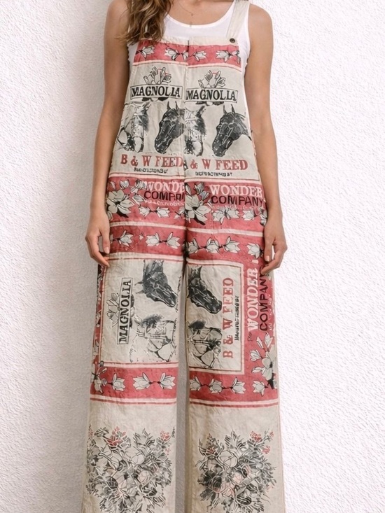 Magnolia Pants - Magnolia Cream & Red Graphic Wide-Leg Jumpsuit